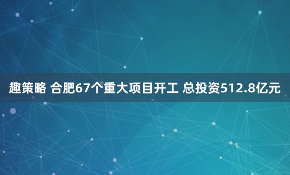 趣策略 合肥67个重大项目开工 总投资512.8亿元