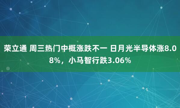 荣立通 周三热门中概涨跌不一 日月光半导体涨8.08%，小马智行跌3.06%